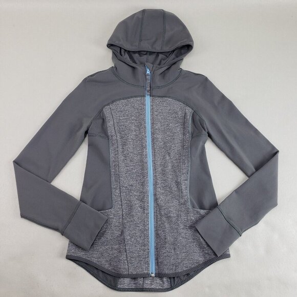 Ivivva Lululemon Ready to Perform Jacket Girls 14 Gray Full Zip Hood Sweatshirt - Picture 1 of 11